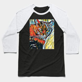 Yellow eyed cat in geometric style Baseball T-Shirt